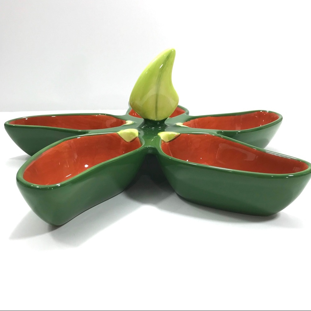 Condiment tray ceramic Serrano peppers